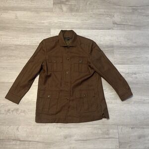 VTG Kasper and Company‎ Wool Chore Jacket 4 pocket Houndstooth Plaid Check 14